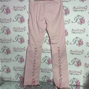 Versace jeans couture pink corset back lace up ribbon pants y2k rare iconic